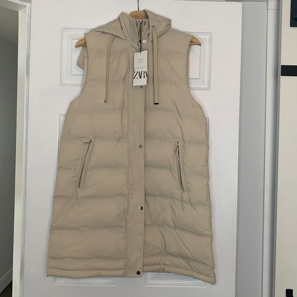 New Zara Long puffer vest